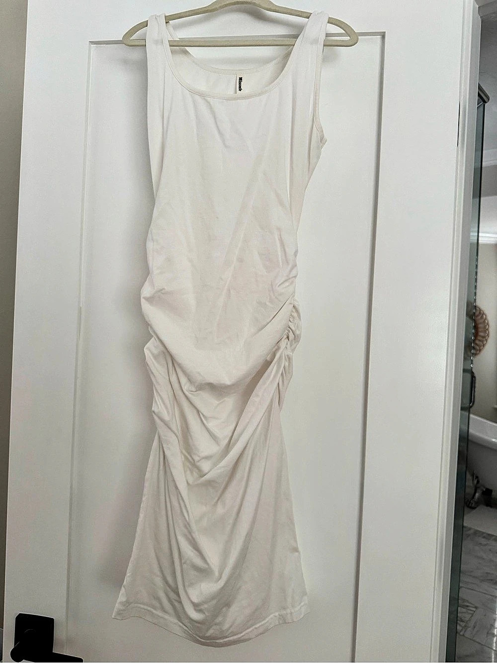 Misook Ruched Midi Dress in White